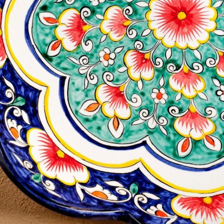 Largan Rishtan ceramics "Flowers", 32 cm, blue, corrugated-6