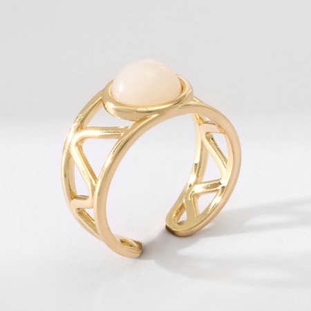 Ring "Bohemia" geometry, white color in gold, dimensionless-2