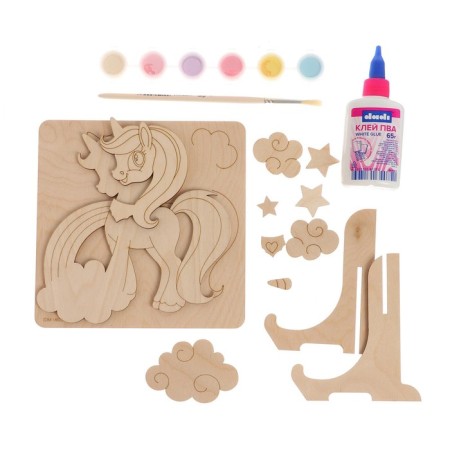 Set for creativity. Wood painting "Unicorn"-2