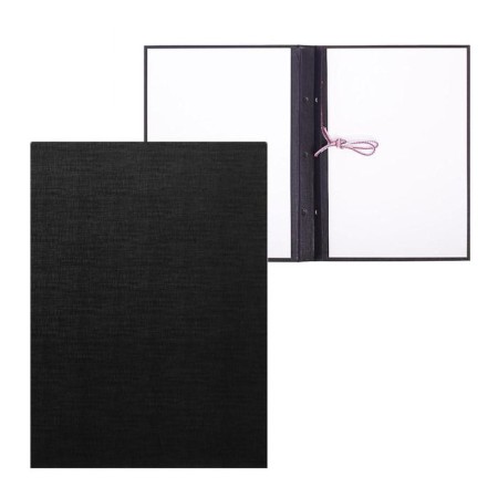 Folder for thesis (without inscription), boumville, scallops/suture, without paper, black color (capacity up to 300 sheets)