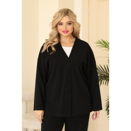 Women's costume: cardigan, trousers, size 50, black color-15