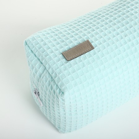 Cosmetic bag at the zipper textura, turquoise color-6