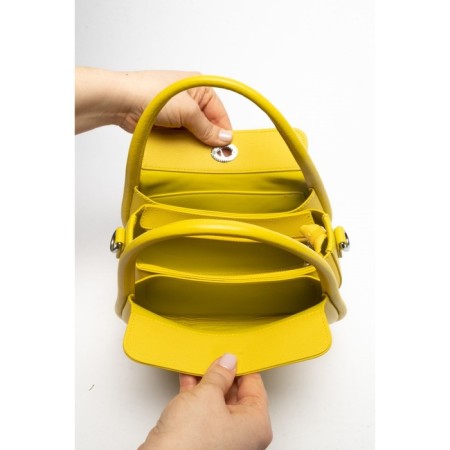 Bag Cross-Body Women's, genuine leather, Ludor yellow, 23x11x14 cm-4