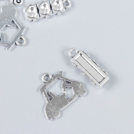 Decor for creativity Metal "Machine and Traffic Light" silver set 5+5 pcs 1.9x1.7 cm-1