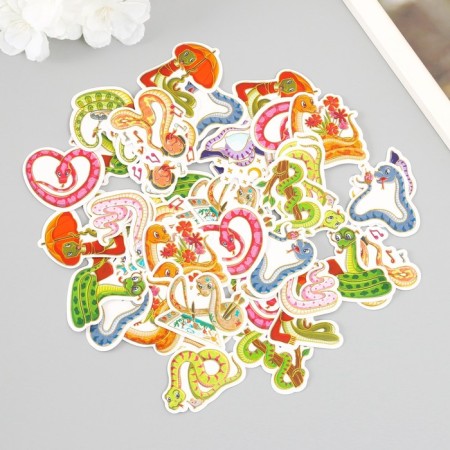 Stickers for creativity "Cartoon snakes" embossing gold set 48 pcs 9x7x0.8 cm-2