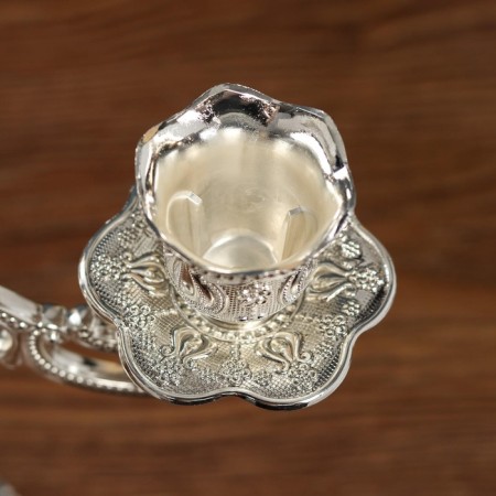 Summary Metal for 3 candles "Pattern" silver 10x25x26 cm-5