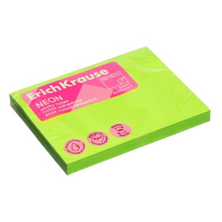 Block with a sticky edge paper 100x75 mm, Erichkrause "Neon", 100 sheets green-2