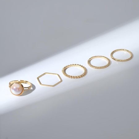 Ring set 5 pieces "perfect fingers" grace, white color in gold-3
