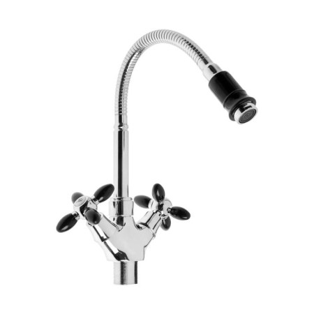 Comer for the kitchen "Everest" B58-071F, two-wound, high spout, on a nut, chrome/black-1
