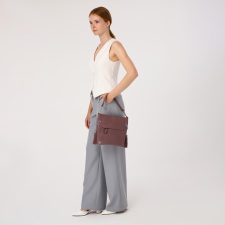 Luggage bag, 2 external pockets, long belt, powder color-11