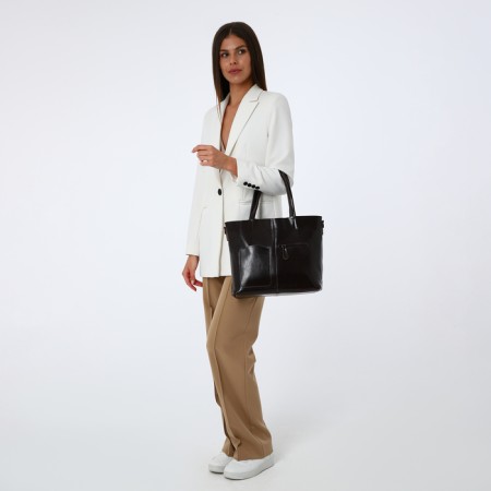 Luggage bag with a zipper, 3 external pockets, a long belt, a dark brown color-1