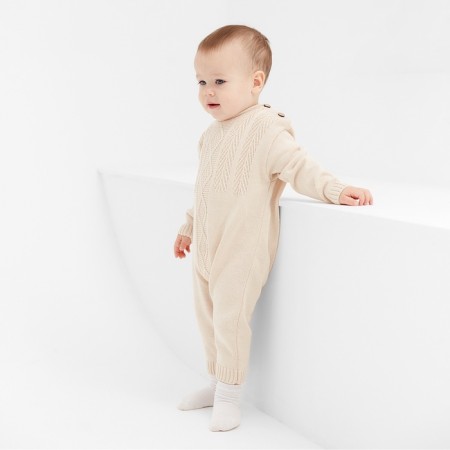 Combine Children's Knitted Minaku, height 62-68, beige color-5