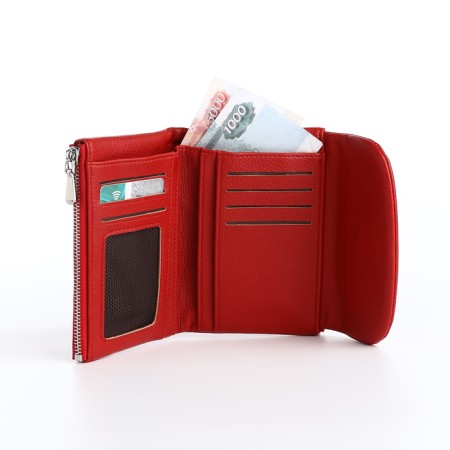 Women's wallet on magnet, red color-5