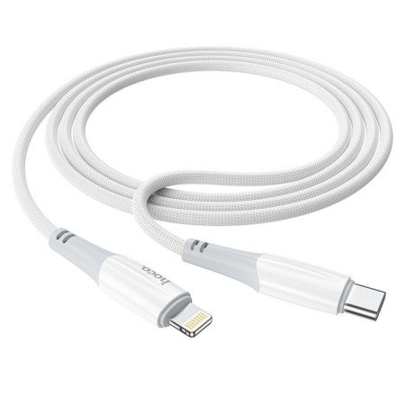 Hoco X70, Lightning cable - Type -C, PD 20 W, 2.4 A, 1 m, nylon braid, white-2