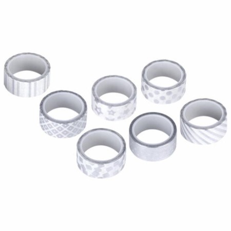 Adhesive Washi-tanks for decor with foil silver, 15 mm x 3 m (set 7 pcs) rice paper-3