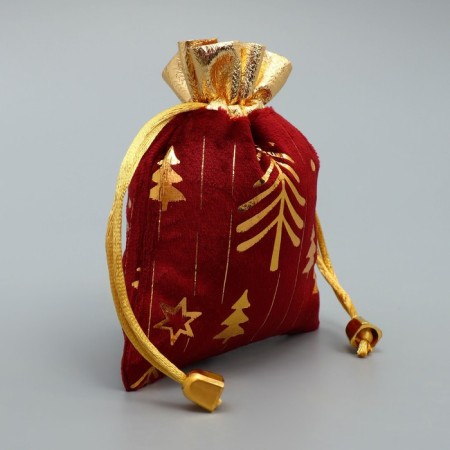 Bag gift plush "Tale with you", Christmas trees, embossing, 10 x 12 cm +/- 1.5 cm, New Year-2