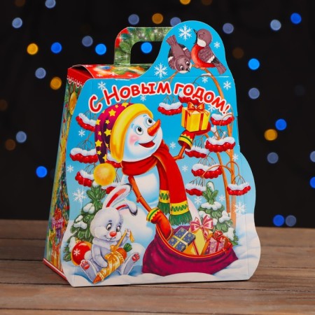 Gift box "Snowman with a gift" 16 x 10 x 18 cm