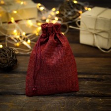 Gift bag from canvases, red, 13 x 18 cm