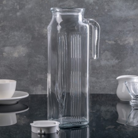 Jug Paşabahçe frigo, 1.34 l, glass, white cover, transparent-2
