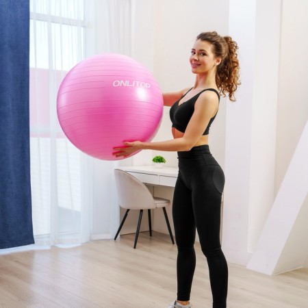 Fitball Onlytop 75 cm, 1000 g, dense, anti -wings, pink color-8