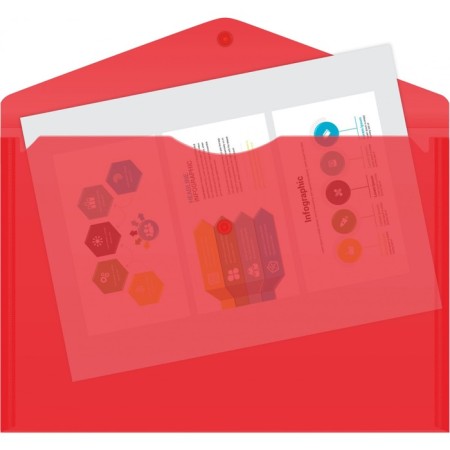 A4, 120 μm button, calligrata, transparent, red folder.-2