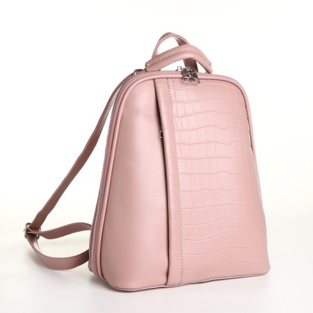 City backpack of artificial leather with lightning, pink color