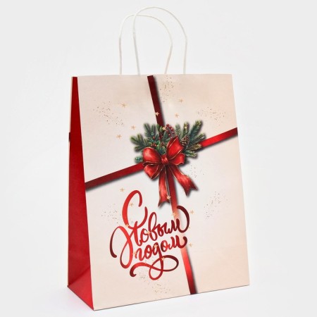 New Year. Package Paper Gift Crafts "Gift" 32 x 26 x 11 cm.-1