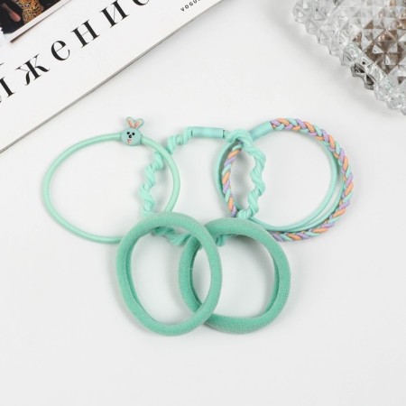 Hair elastic band "Jeanette" (set of 5 pcs) Stripes braid, 5 cm, mix-1