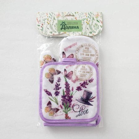 Kitchen set "Dolyana" LOVE, TRASE 17X17 cm, mitten 26x16 cm-3