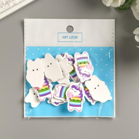 A set of buttons for creativity Tree "Unicorood in a sweater" set of 15 pcs 3.4x2.1 cm-5