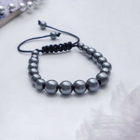 Bracelet Assorted "Shambhala" hematite, gray color, d = 6 cm-1