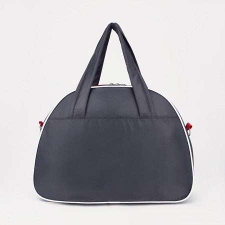 Sports bag with lightning, without lining, external pocket, gray/red color-1