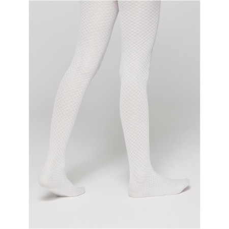 Children's tights with openwork pattern Conte Elegant Emily, height 146-152 cm, Bianco color-1
