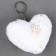 Soft toy "heart" with beads, on a keychain, 10 cm, white color