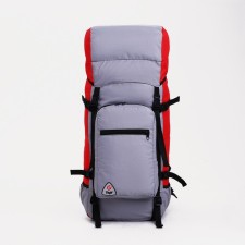 Tourist backpack, TAIF, 60 l, cord department, outer pocket, 2 side nets, gray/red color