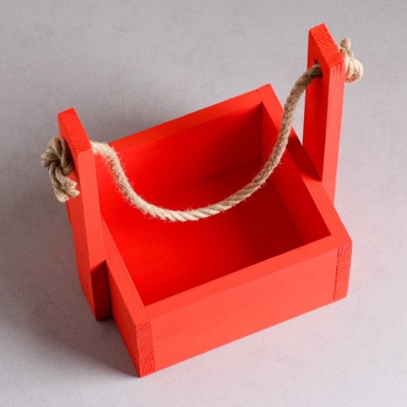 Kashpo wooden 15 × 12 × 25 cm "openwork", rectangular, handle rope, red give beautifully-2