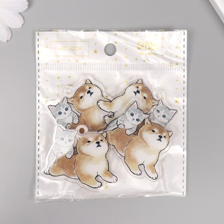 Decor for the work of acrylic bilateral "Dog with kitten" 4x5x0.4 cm-3