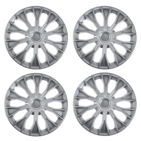 Wheel caps R16 "Voltek", silver, carbon, set 4 pcs
