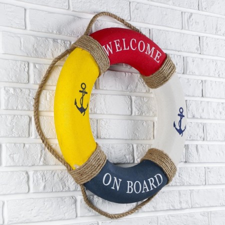 Rescue Circle with twig "Welcome on Board", anchori, 7*50*50 cm, multi -colored-3