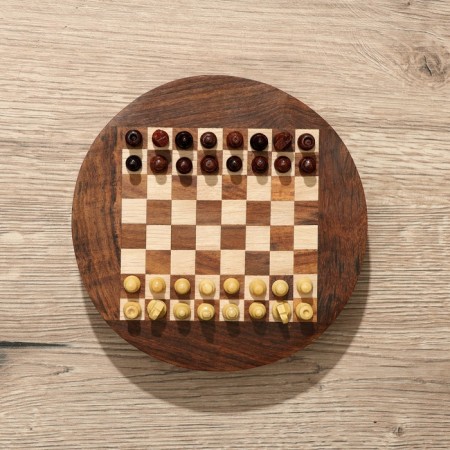 Chess is round, board 15x15 cm, tree shisham-1