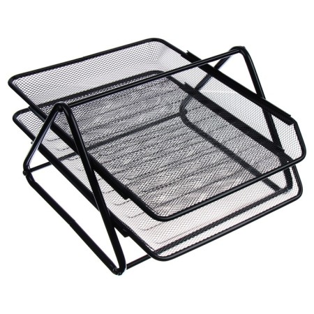 Horizontal paper tray, 2 compartments, in the grid, black-1