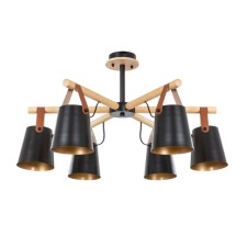 Ceiling chandelier Arte Lamp Thomas A7032PL-6BK, E27, 6x60 W, 66x66x41 cm, black, beige
