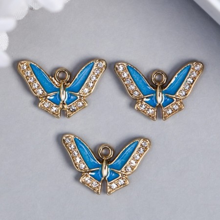 Decor for creativity Metal "Butterfly with blue wings" rhinestones 1.4x2 cm-2