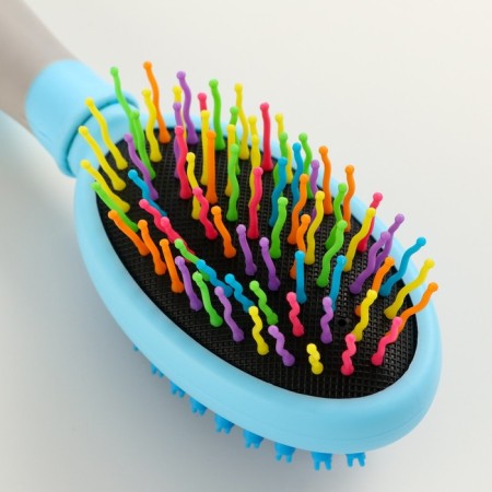 Bilateral brush - comb with wavy teeth, middle, 6 x 19 cm, blue-2
