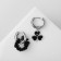 Earrings with the removable element "Transformer" Clover-heart, black color in silver