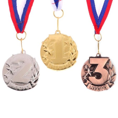 Prize medal 071 2 place. Color ser. With a ribbon. 4.3 x 4.6 cm.-1