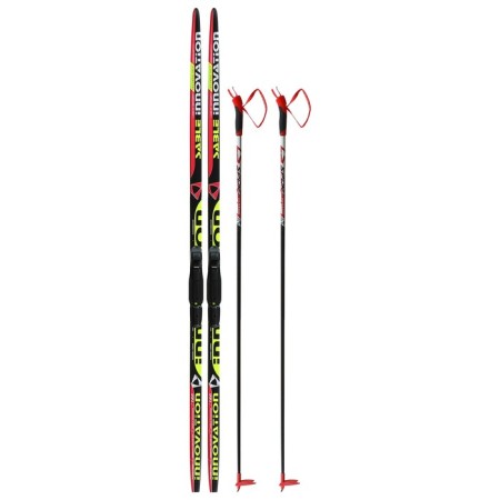 Ski kit: plastic skis 180 cm with a notch, fiberglass sticks 140 cm, SNS mounts, MIX color-11