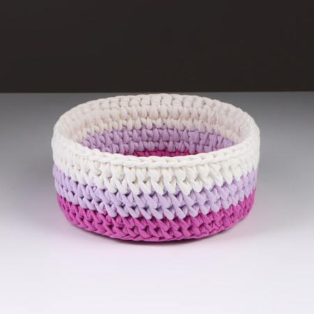 Set of knitted baskets, 3 pcs, knitted yarn, pink-3
