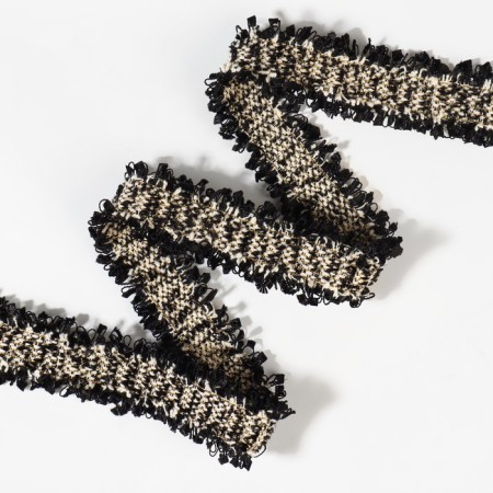Decorative braid “Twydal”, bilateral, 30 mm, 5 ± 0.5 m, black/white color