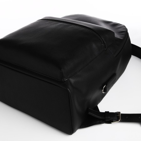 City backpack, textura made of artificial leather with zipper, outer pocket, black color-3